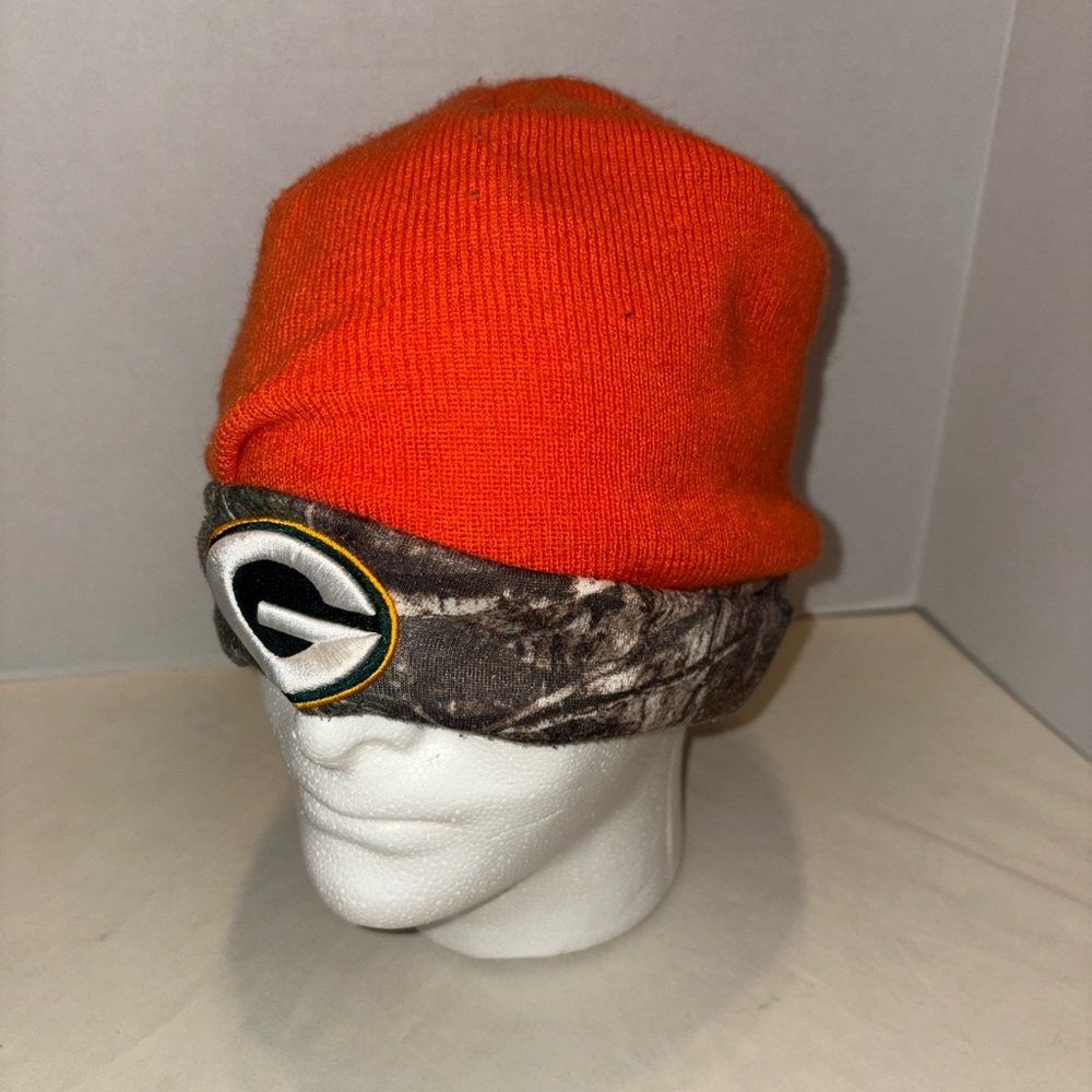 Green Bay Packers Camo & Hunting Orange Stocking Hat Official NFL Adult One Size